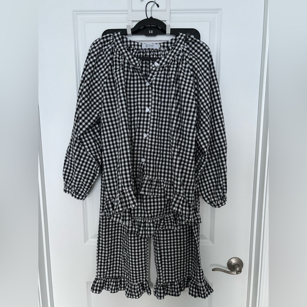 🌺 Cotton Gingham Lounge Set